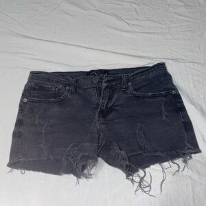 Lucky Brand Black Jean Shorts Distressed Cut-Off